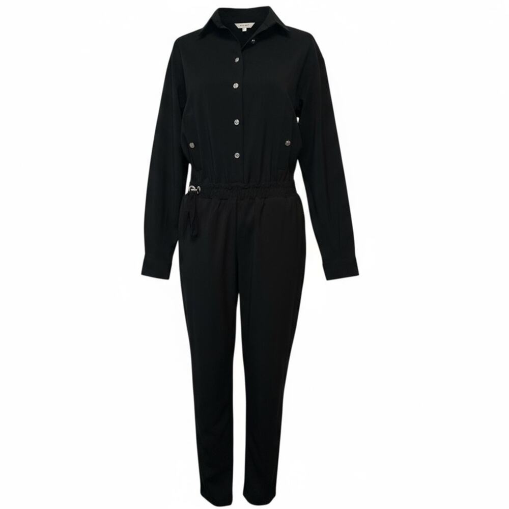 Anthony Vaccarello Noir wool jumpsuit size FR 34 shirt collar long sleeve pants